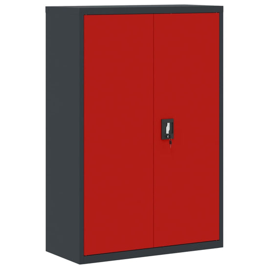 Archiefkast 90x40x140 cm staal antracietkleurig en rood MeubelReus