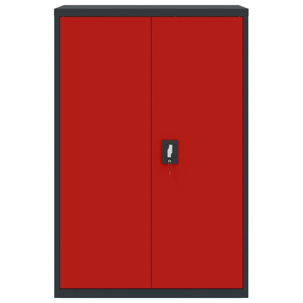 Archiefkast 90x40x140 cm staal antracietkleurig en rood MeubelReus