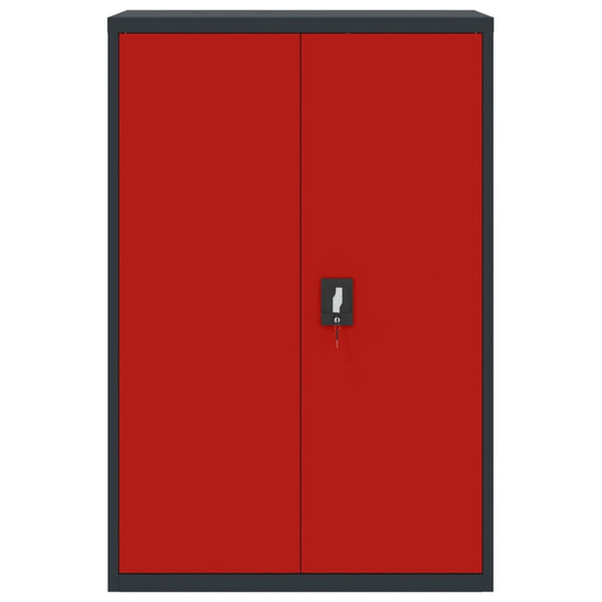 Archiefkast 90x40x140 cm staal antracietkleurig en rood MeubelReus
