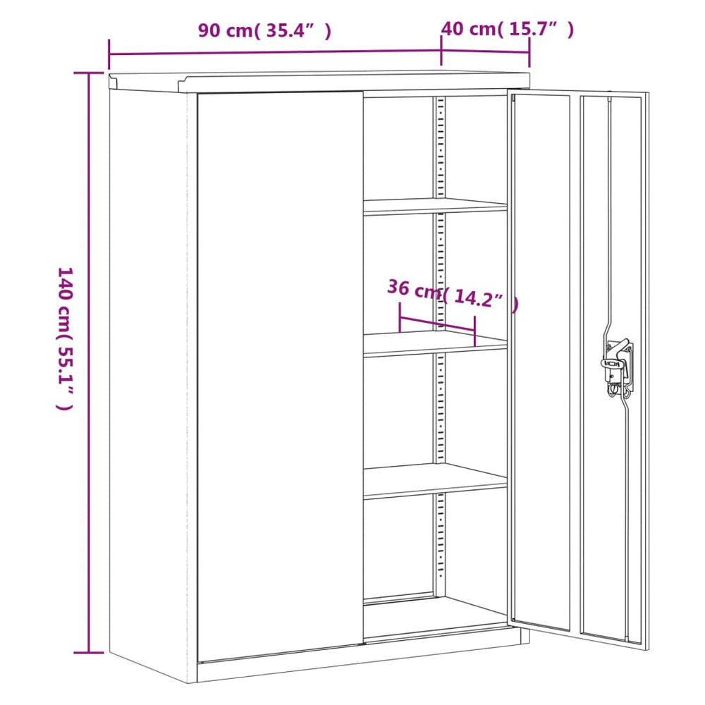 Archiefkast 90x40x140 cm staal antracietkleurig en rood MeubelReus