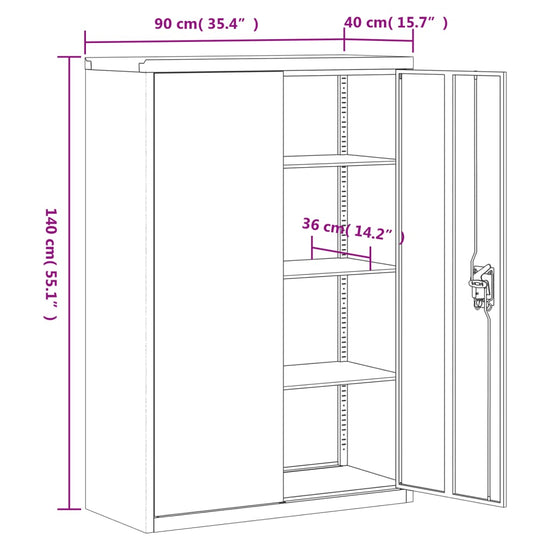 Archiefkast 90x40x140 cm staal lichtgrijs en donkergrijs MeubelReus