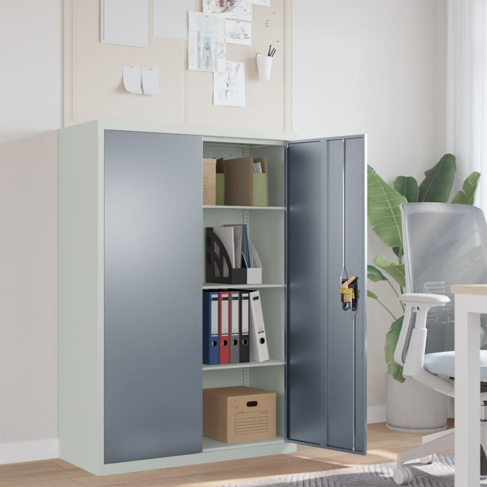 Archiefkast 90x40x140 cm staal lichtgrijs en donkergrijs MeubelReus