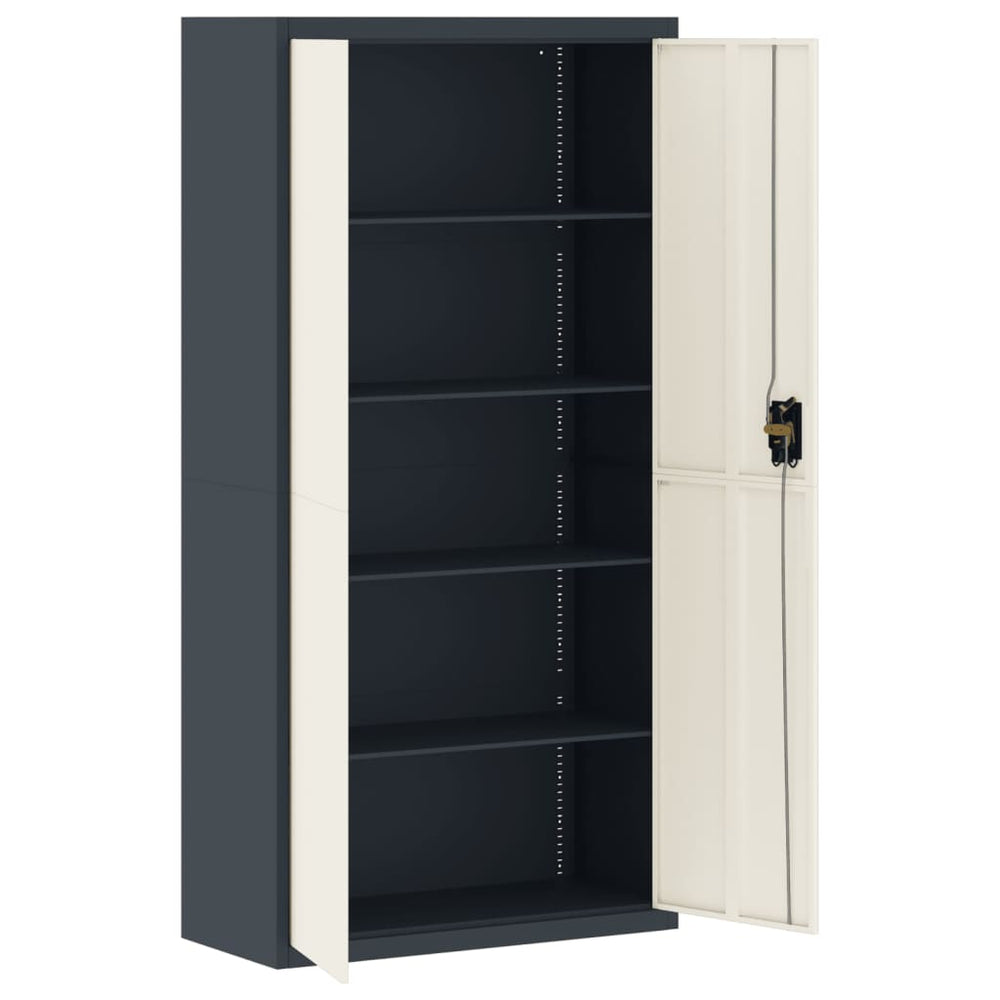 Archiefkast 90x40x180 cm staal antracietkleurig en wit MeubelReus