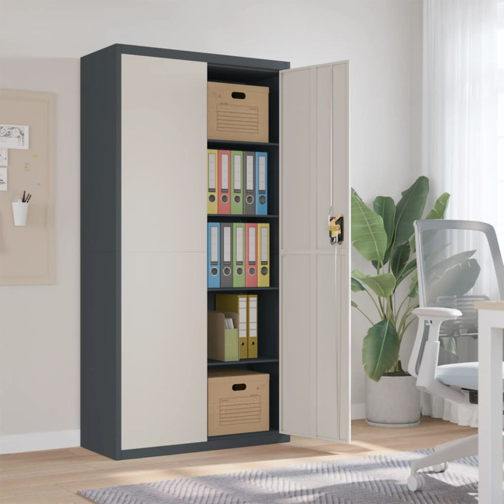 Archiefkast 90x40x180 cm staal antracietkleurig en wit MeubelReus