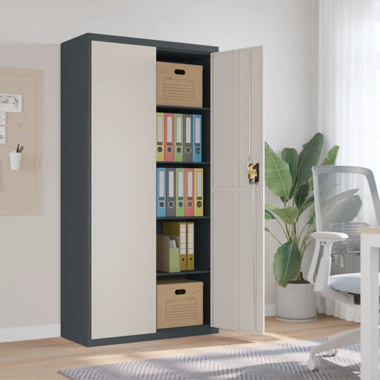 Archiefkast 90x40x180 cm staal antracietkleurig en wit MeubelReus