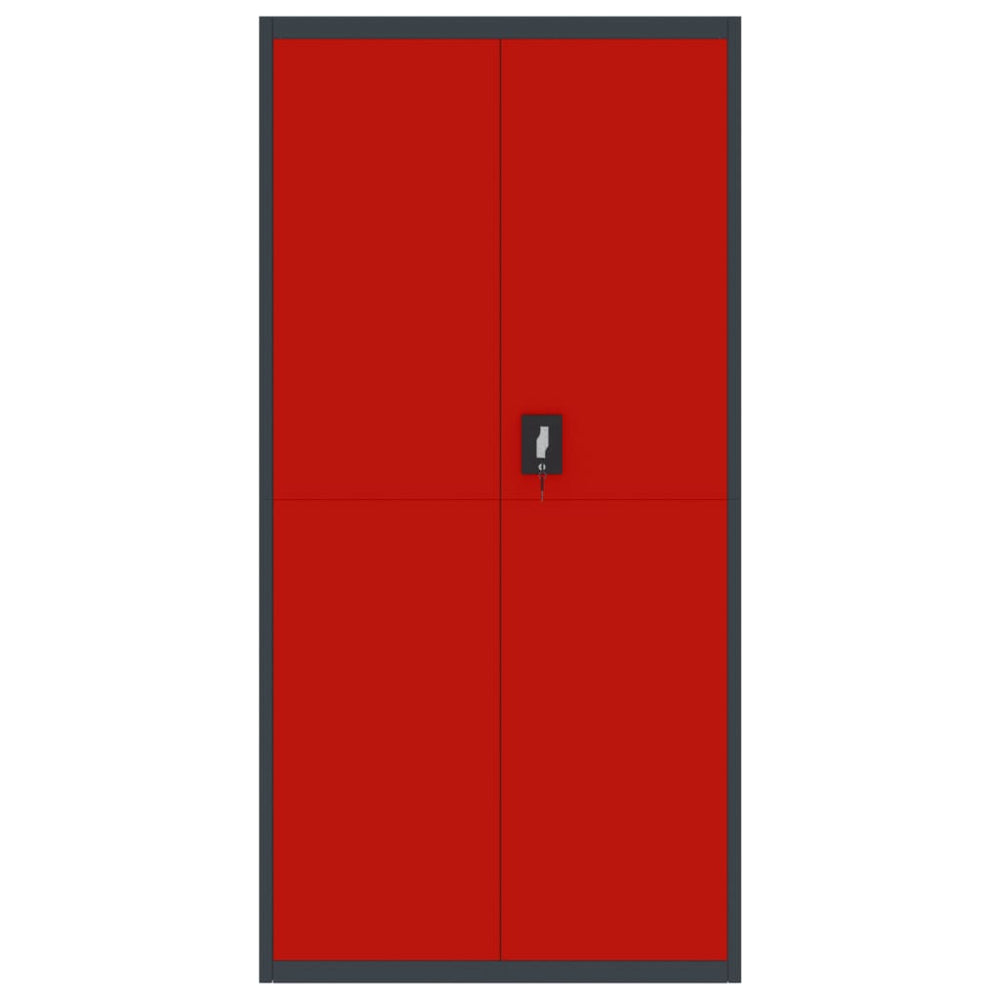 Archiefkast 90x40x180 cm staal antracietkleurig en rood MeubelReus