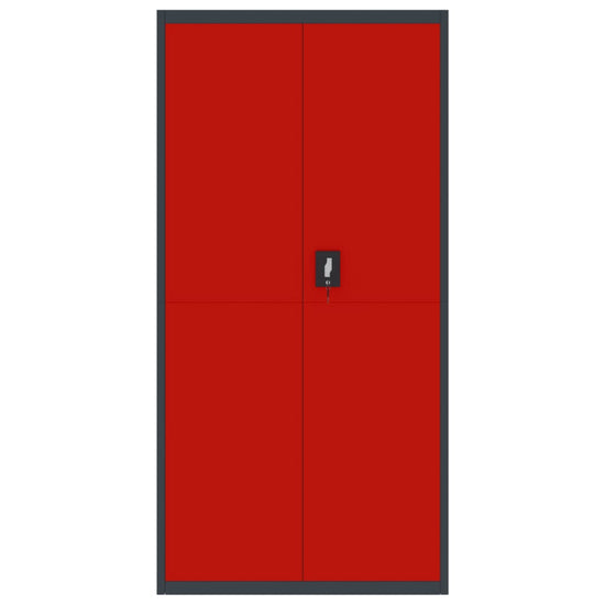 Archiefkast 90x40x180 cm staal antracietkleurig en rood MeubelReus