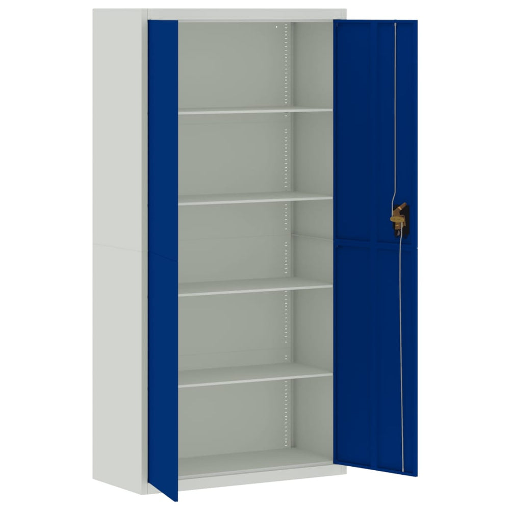 Archiefkast 90x40x180 cm staal lichtgrijs en blauw MeubelReus