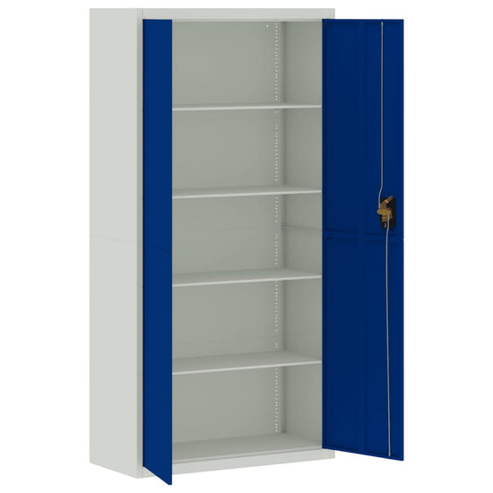 Archiefkast 90x40x180 cm staal lichtgrijs en blauw MeubelReus