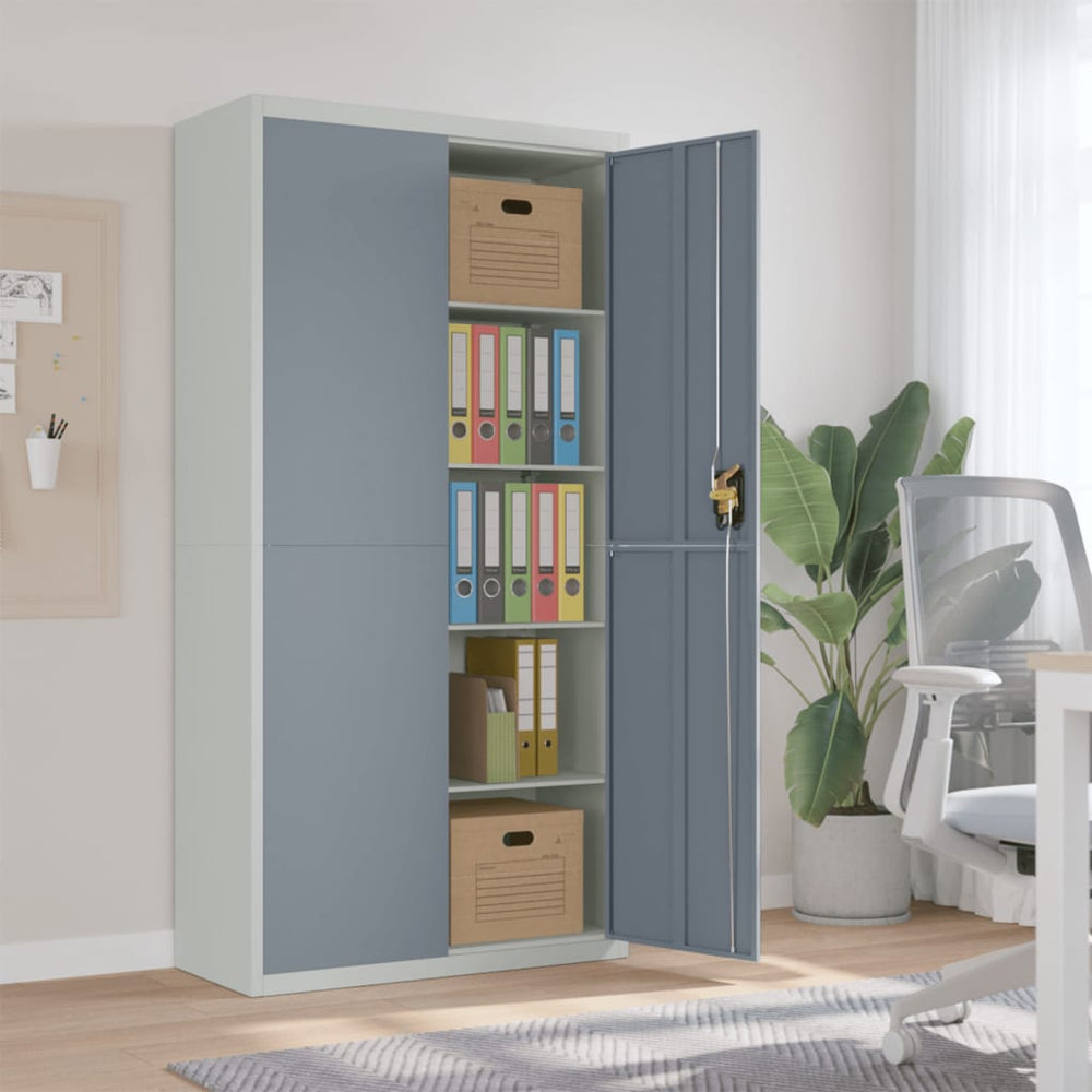 Archiefkast 90x40x180 cm staal lichtgrijs en donkergrijs MeubelReus