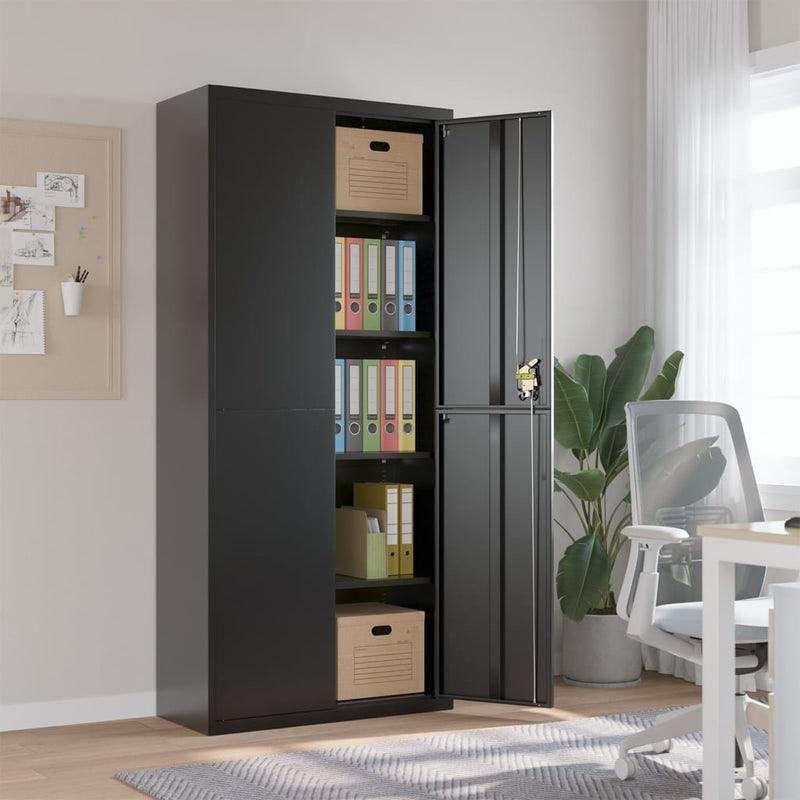 Archiefkast 90x40x200 cm staal zwart MeubelReus