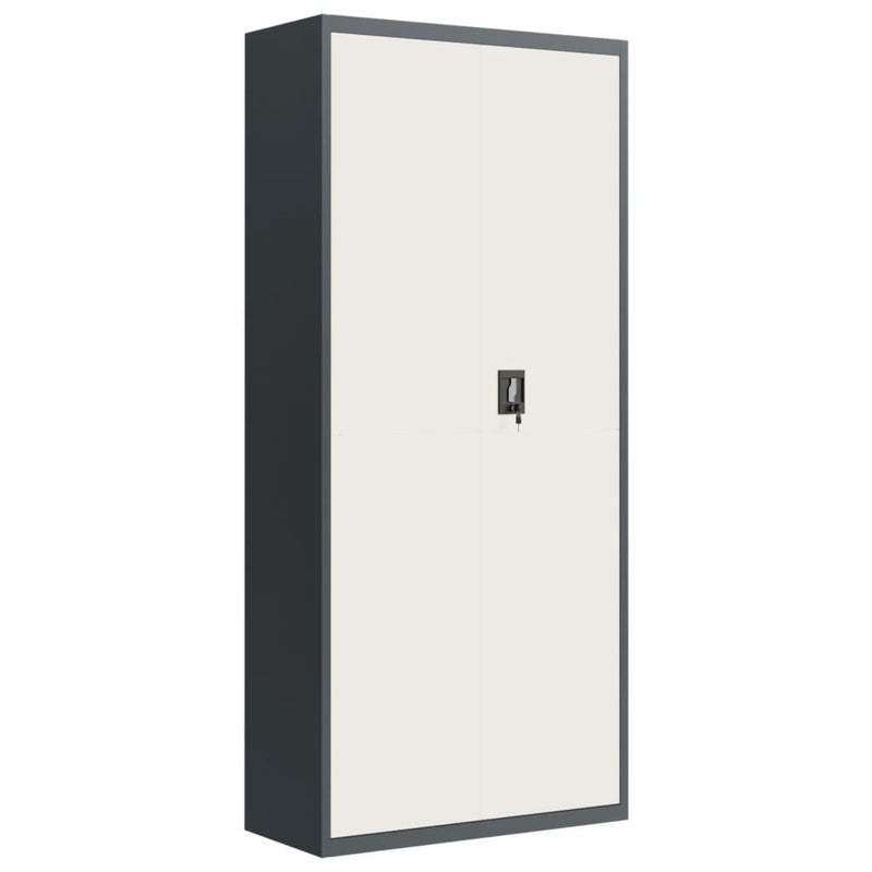 Archiefkast 90x40x200 cm staal antracietkleurig en wit MeubelReus