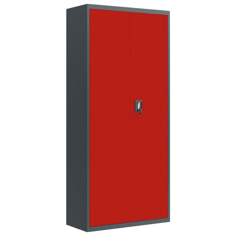 Archiefkast 90x40x200 cm staal antracietkleurig en rood MeubelReus