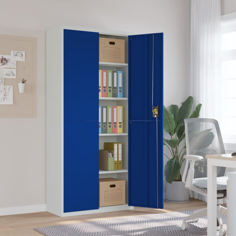 Archiefkast 90x40x200 cm staal lichtgrijs en blauw MeubelReus