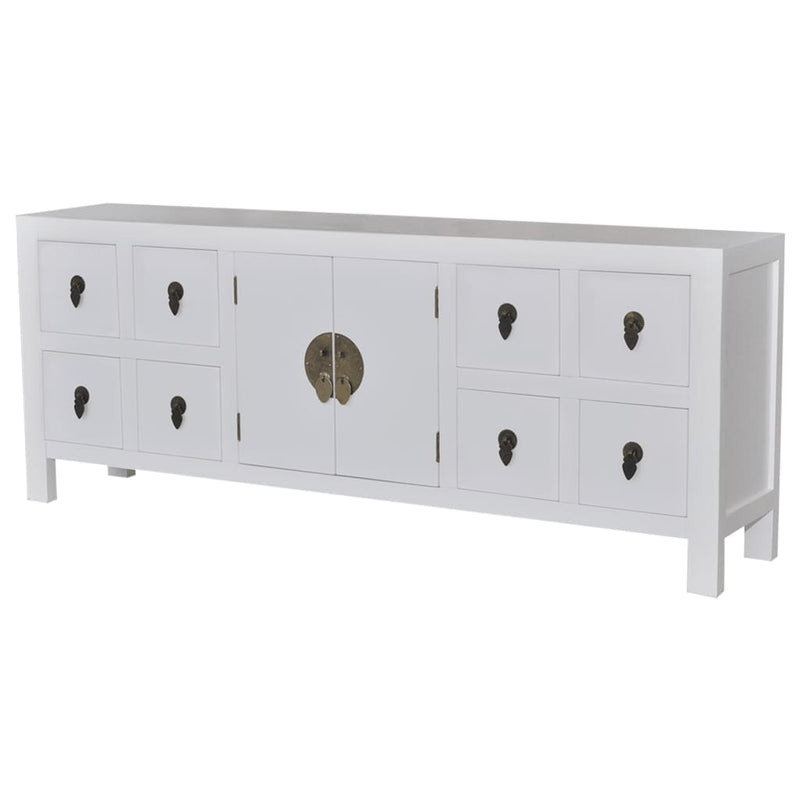 Tv-meubel 110x24x48 cm bewerkt hout wit MeubelReus