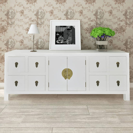 Tv-meubel 110x24x48 cm bewerkt hout wit MeubelReus