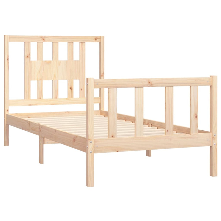Bedframe met hoofdbord massief hout 90x200 cm