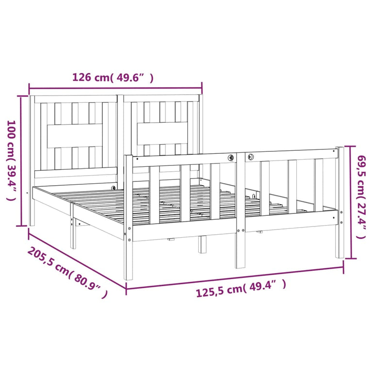 Bedframe met hoofdbord massief grenenhout 120x200 cm