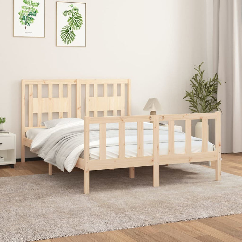 Bedframe met hoofdbord massief grenenhout 120x200 cm