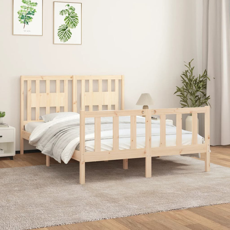 Bedframe met hoofdbord massief grenenhout 140x200 cm