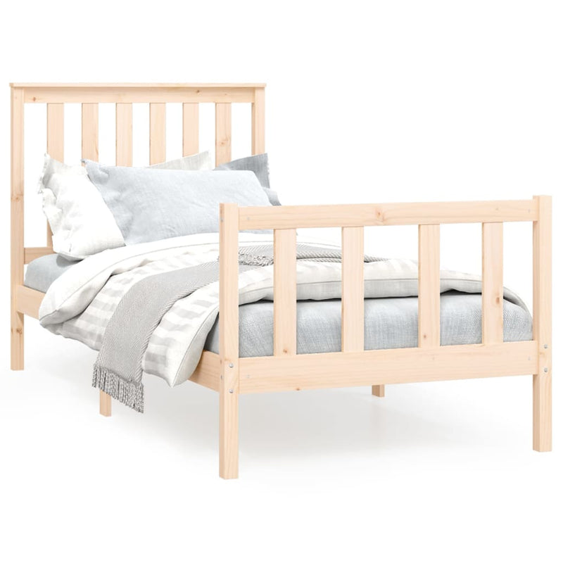 Bedframe met hoofdbord massief grenenhout 90x200 cm