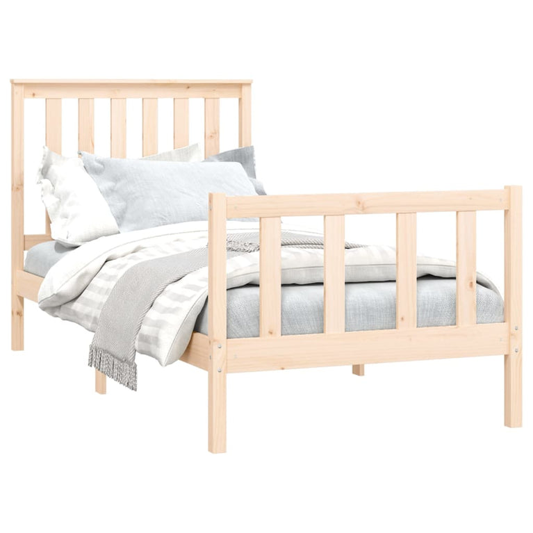 Bedframe met hoofdbord massief grenenhout 90x200 cm