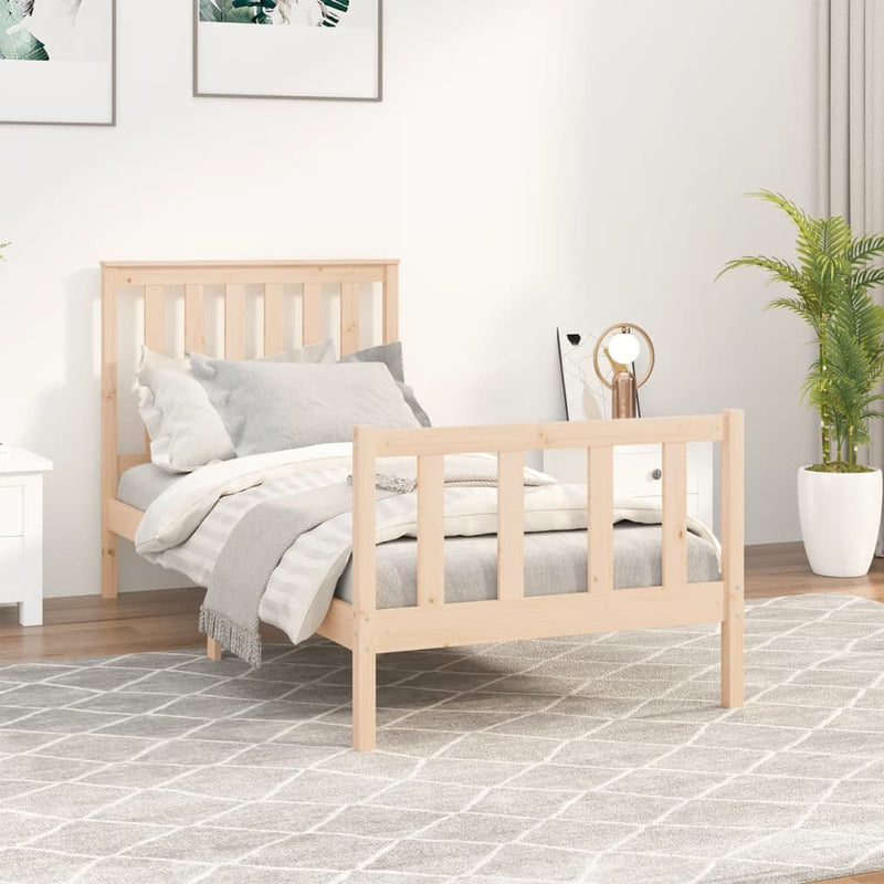 Bedframe met hoofdbord massief grenenhout 90x200 cm