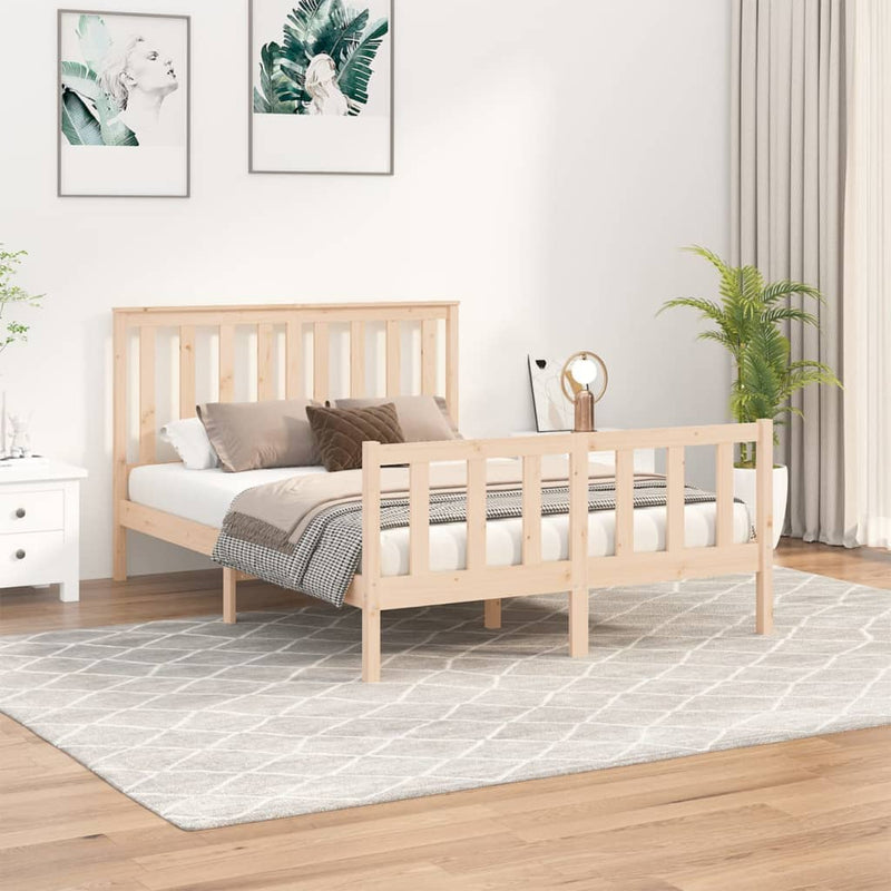 Bedframe met hoofdbord massief grenenhout 120x200 cm