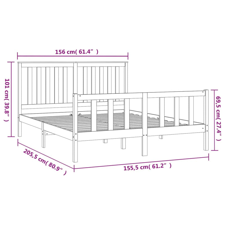 Bedframe met hoofdbord grenenhout 150x200 cm 5FT King Size