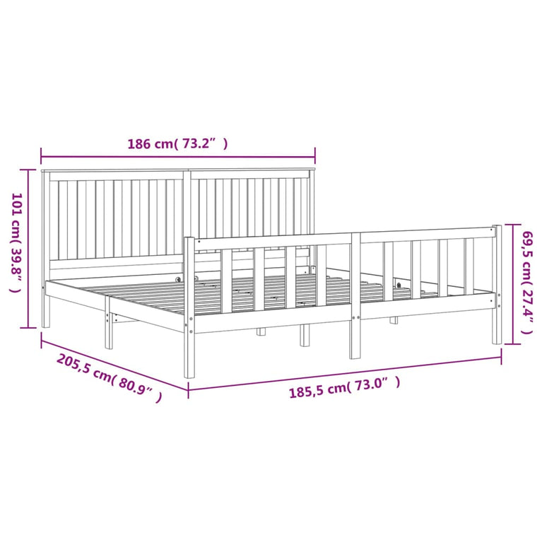Bedframe met hoofdbord grenenhout 180x200 cm 6FT Super King