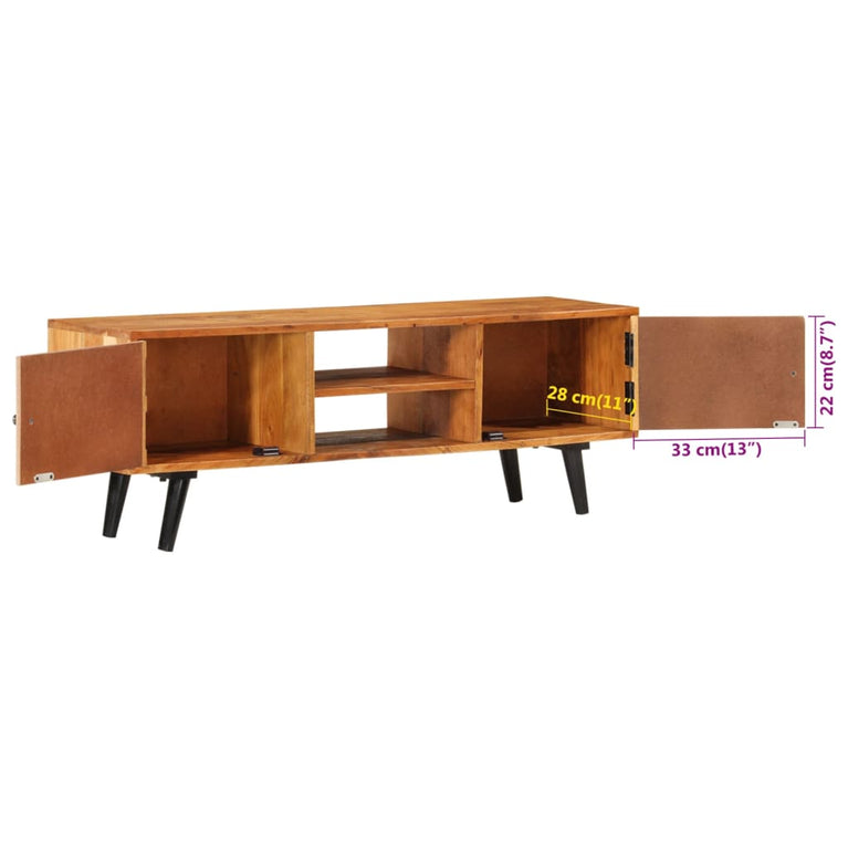 Tv-meubel met deuren 112x30x40 cm massief acaciahout en metaal MeubelReus
