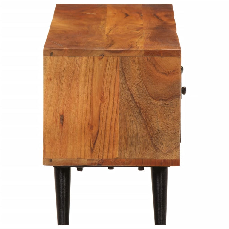 Tv-meubel met deuren 112x30x40 cm massief acaciahout en metaal MeubelReus