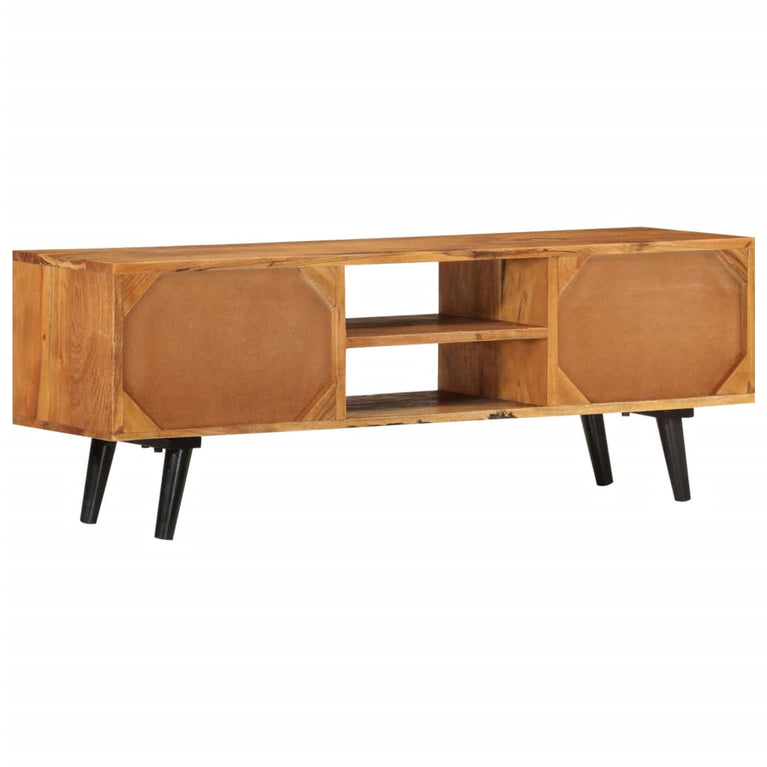 Tv-meubel met deuren 112x30x40 cm massief acaciahout en metaal MeubelReus