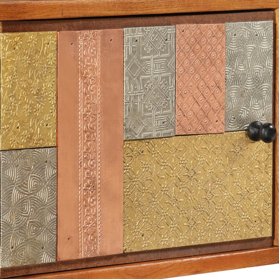 Tv-meubel met deuren 112x30x40 cm massief acaciahout en metaal MeubelReus
