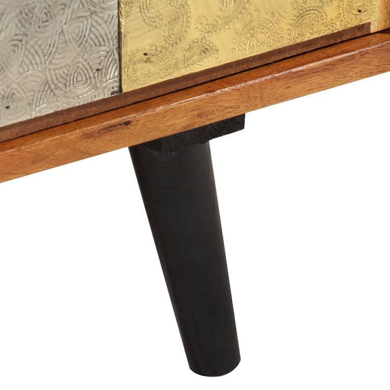 Tv-meubel met deuren 112x30x40 cm massief acaciahout en metaal MeubelReus