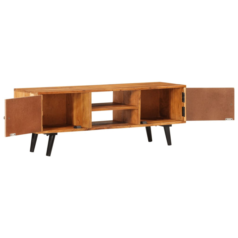 Tv-meubel met deuren 112x30x40 cm massief acaciahout en metaal MeubelReus