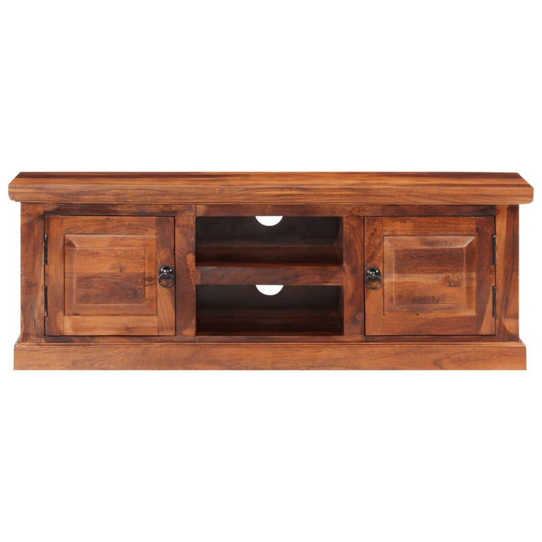 Tv-meubel met deuren 112x30x40 cm massief acaciahout MeubelReus
