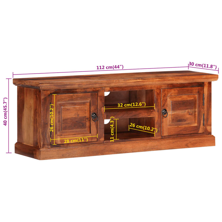 Tv-meubel met deuren 112x30x40 cm massief acaciahout MeubelReus