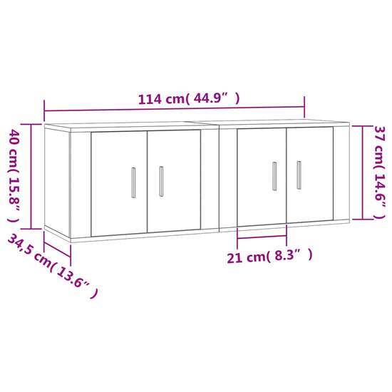 Tv-wandmeubels 2 st 57x34,5x40 cm sonoma eikenkleurig MeubelReus