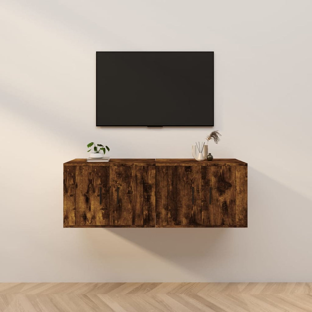 Tv-wandmeubels 2 st 57x34,5x40 cm gerookt eikenkleurig MeubelReus