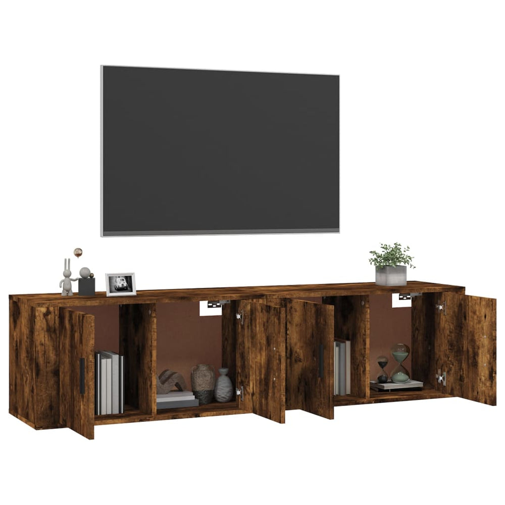 Tv-wandmeubels 2 st 80x34,5x40 cm gerookt eikenkleurig MeubelReus