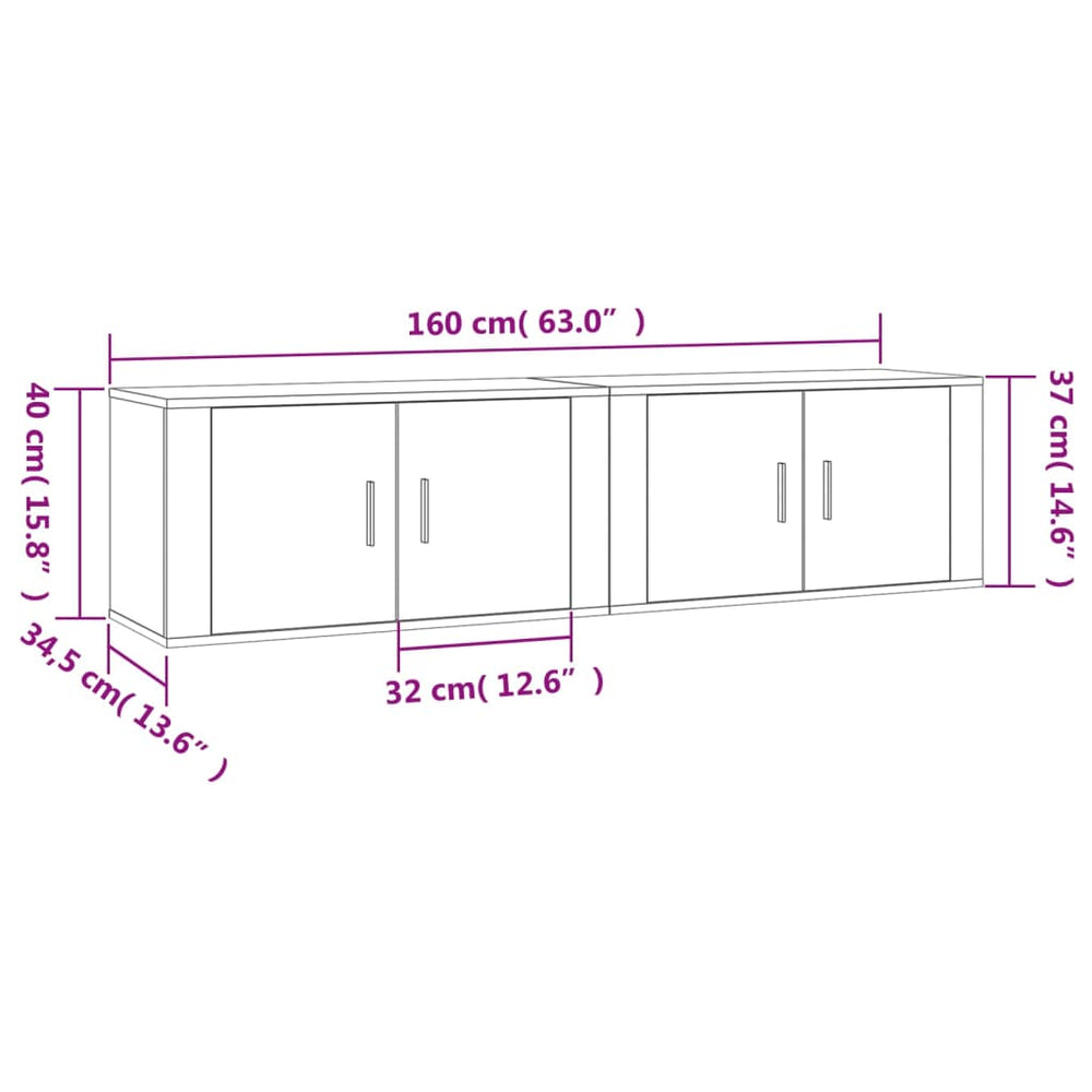 Tv-wandmeubels 2 st 80x34,5x40 cm gerookt eikenkleurig MeubelReus