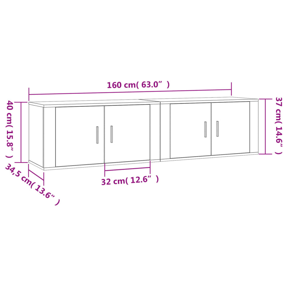 Tv-wandmeubels 2 st 80x34,5x40 cm bruin eikenkleur MeubelReus
