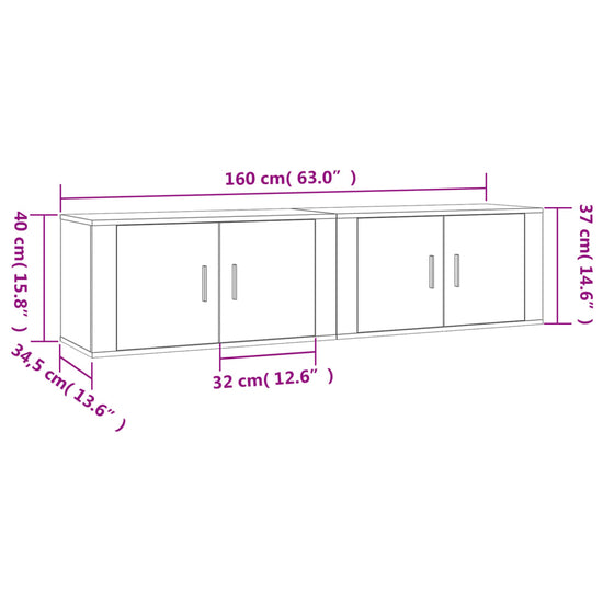Tv-wandmeubels 2 st 80x34,5x40 cm bruin eikenkleur MeubelReus