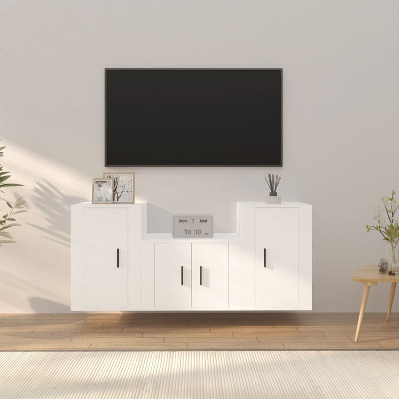 3-delige Tv-meubelset bewerkt hout wit MeubelReus