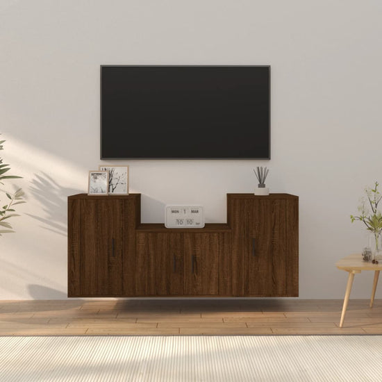 3-delige Tv-meubelset bewerkt hout bruineikenkleurig MeubelReus
