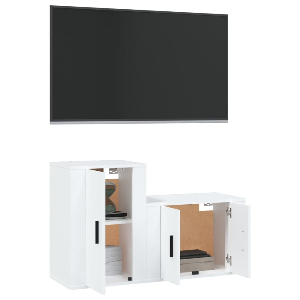 2-delige Tv-meubelset bewerkt hout wit MeubelReus