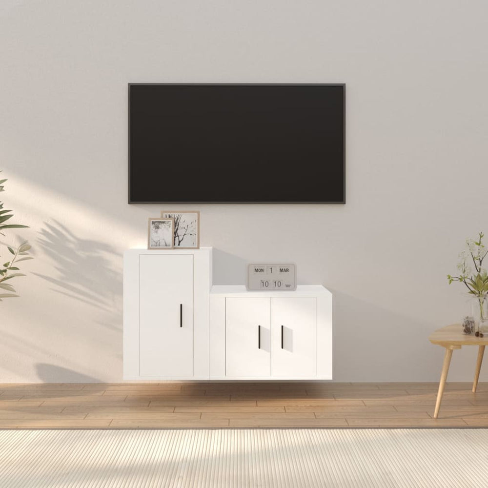 2-delige Tv-meubelset bewerkt hout wit MeubelReus