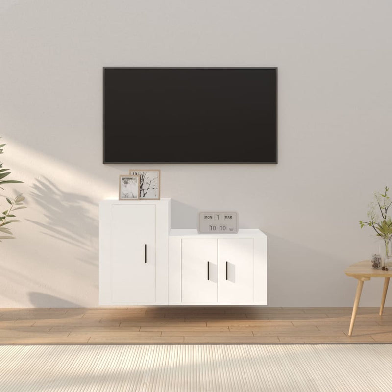 2-delige Tv-meubelset bewerkt hout wit MeubelReus