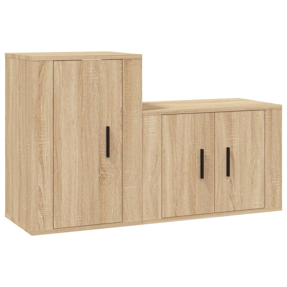 2-delige Tv-meubelset bewerkt hout sonoma eikenkleurig MeubelReus
